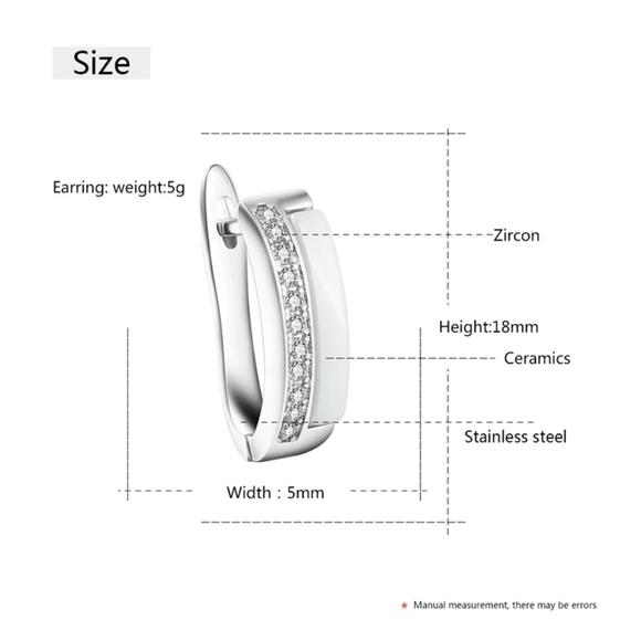 NEW Luxury‎ White Ceramic Diamond Hoop Earrings - Picture 14 of 15